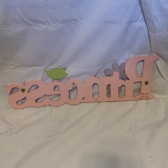 PRINCESS - Pink Sign Word Art Wooden Wall Hanging Room Decor - Picture 3 of 10